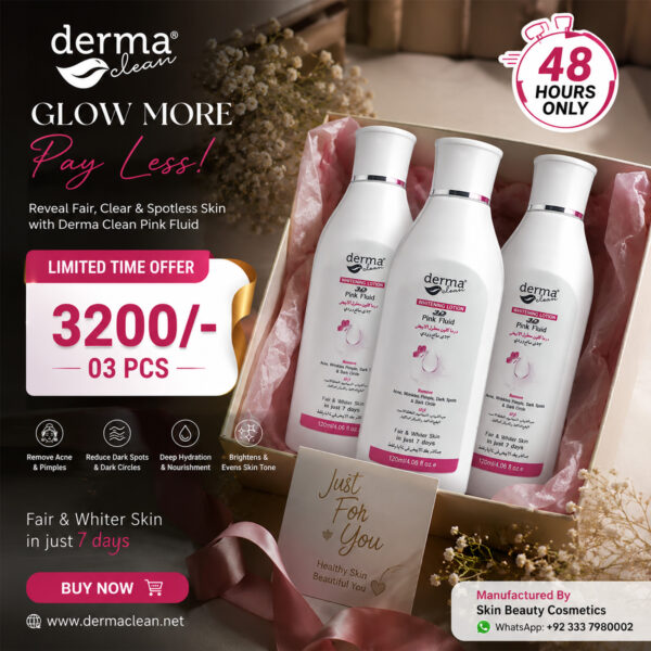 Dermaclean 3D Pink Fluid Whitening Lotion Bundle (3 Bottles) – Limited Time Offer